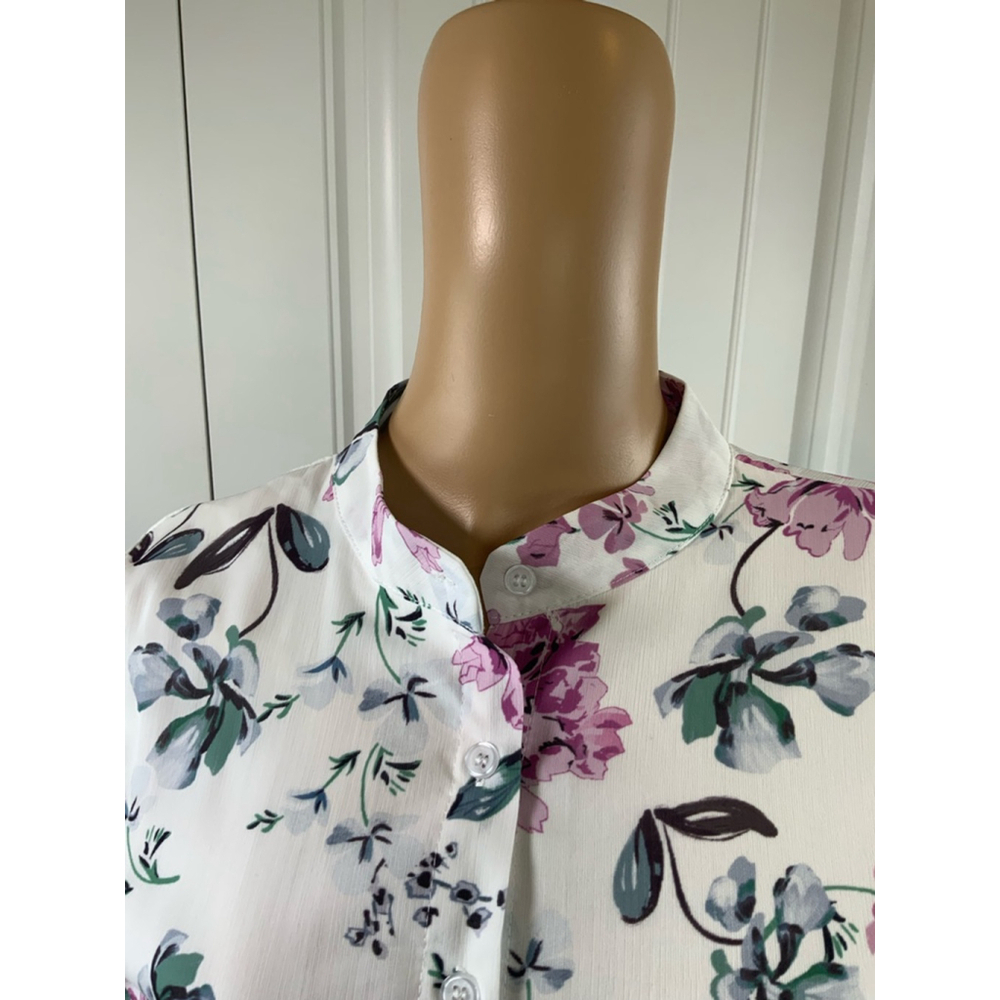 Clarisbelle Women's Floral‎ Print Mini Dress Sz Sm White Purple Boho Cottagecore - Picture 3 of 15
